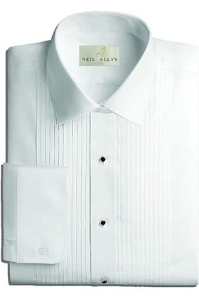 Classic Fit Laydown 1/4 Inch Pleated Shirt - White