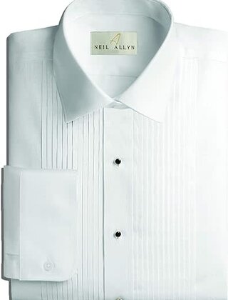 Classic Fit Laydown 1/4 Inch Pleated Shirt - White