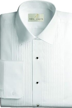 Youth Classic Fit Laydown 1/4 Inch Pleated Shirt - White