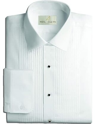 Youth Classic Fit Laydown 1/4 Inch Pleated Shirt - White