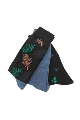 Robert Graham Multi Pattern 3-Pack  Socks - Black/Denim