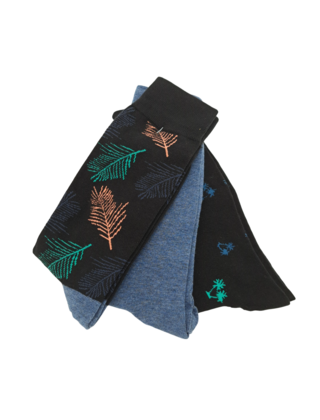 Robert Graham Multi Pattern 3-Pack  Socks - Black/Denim