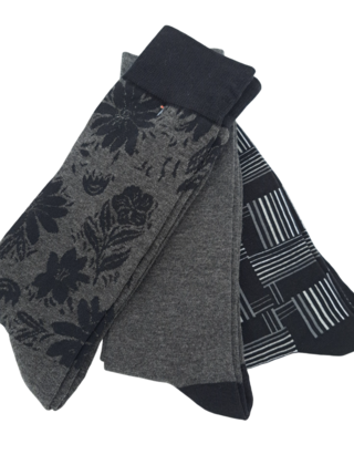 Robert Graham Multi Pattern 3-Pack  Socks - Black