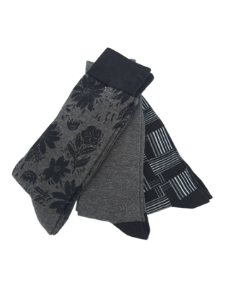 Robert Graham Multi Pattern 3-Pack  Socks - Black
