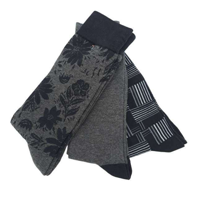 Robert Graham Multi Pattern 3-Pack  Socks - Black