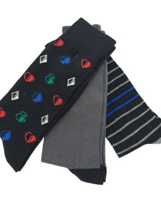 Robert Graham Multi Pattern 3-Pack  Socks - Black
