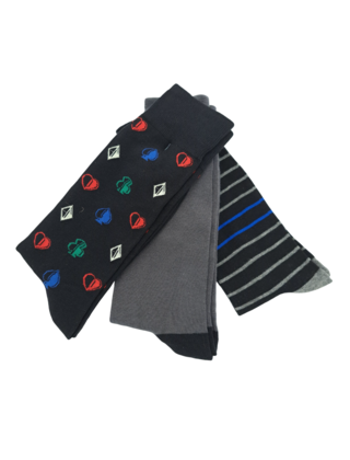 Robert Graham Multi Pattern 3-Pack  Socks - Black