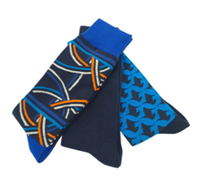 Robert Graham Multi Pattern 3-Pack  Socks - Navy