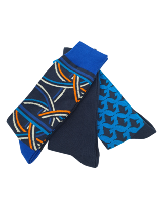 Robert Graham Multi Pattern 3-Pack  Socks - Navy