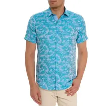 Robert Graham Poseidon Short Sleeve Dress Shirt - Turquoise