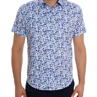 Robert Graham Kaanapali Short Sleeve Dress Shirt - Blue