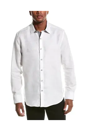 Robert Graham Poseidon Short Sleeve Dress Shirt - White