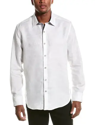 Robert Graham Poseidon Short Sleeve Dress Shirt - White