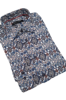 Horst Pattern Cotton Stretch Dress Shirt - Multi