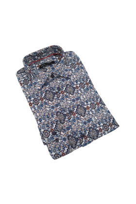 Horst Pattern Cotton Stretch Dress Shirt - Multi
