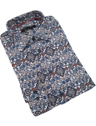 Horst Pattern Cotton Stretch Dress Shirt - Multi