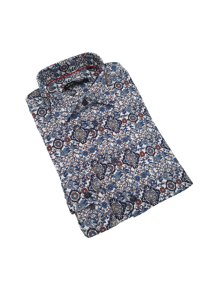 Horst Pattern Cotton Stretch Dress Shirt - Multi