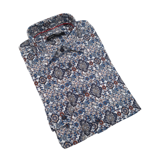 Horst Pattern Cotton Stretch Dress Shirt - Multi