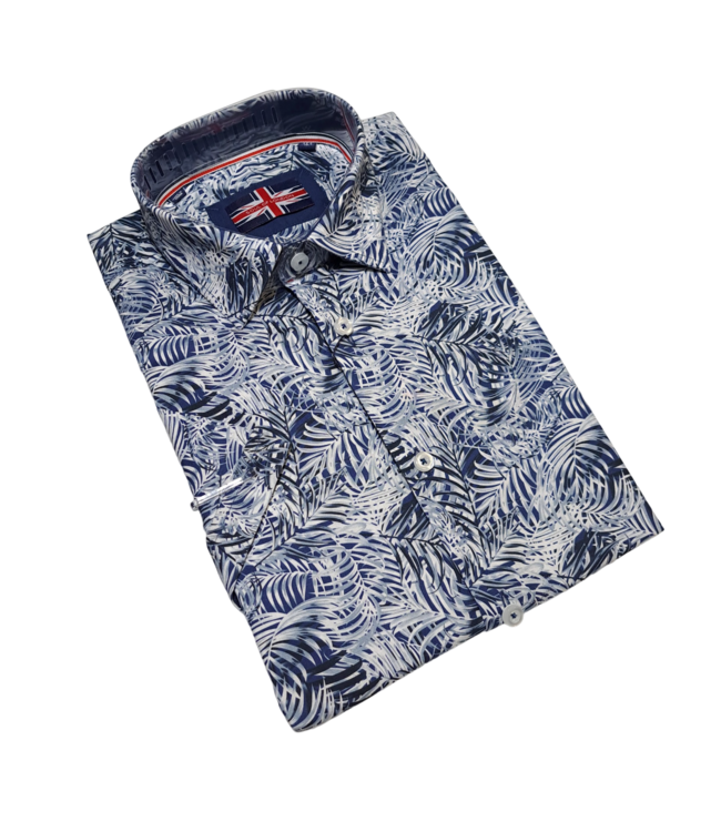 Soul Of London Soul Of London Cotton Stretch Short Sleeve Dress Shirt  - Blue