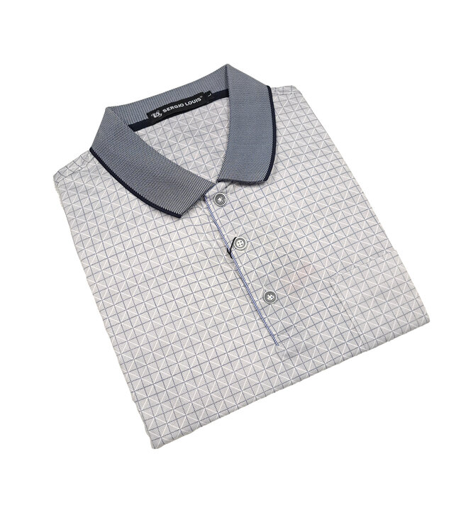 Sergio Louis Small Check Polo - Navy