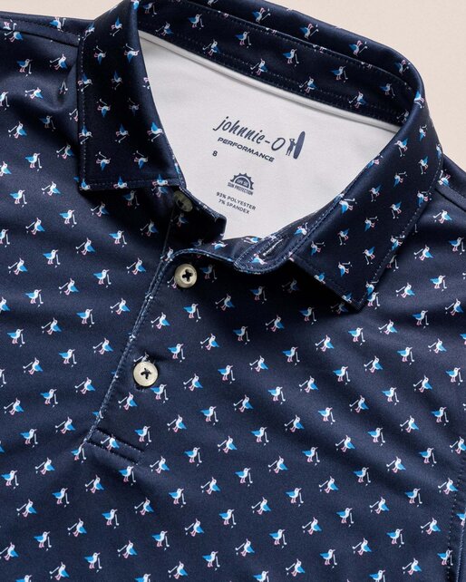Johnnie O - Performance Jersey Polo - For The Birdies Print - Navy