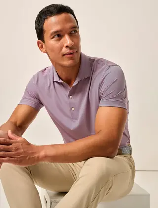 Johnnie - O - Performance Jersey Polo - Lyndonn Stripe - Navy/Porto