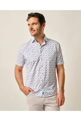 Johnnie O-Short Sleeve Hangin Out Button Up Shirt-Mendocino-White