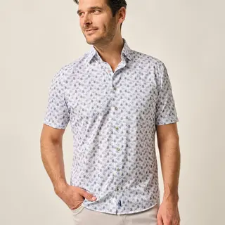 Johnnie O-Short Sleeve Hangin Out Button Up Shirt-Mendocino-White