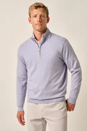 Johnnie-O - Desmond Plaited Cotton Blend 1/4 Zip Sweater - Vino
