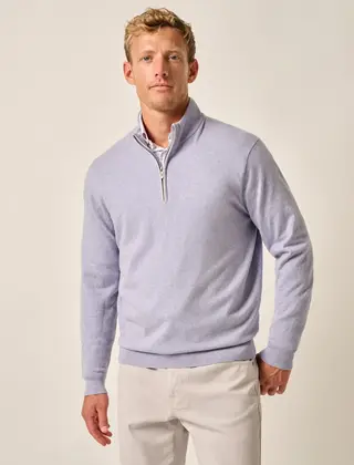 Johnnie-O - Desmond Plaited Cotton Blend 1/4 Zip Sweater - Vino