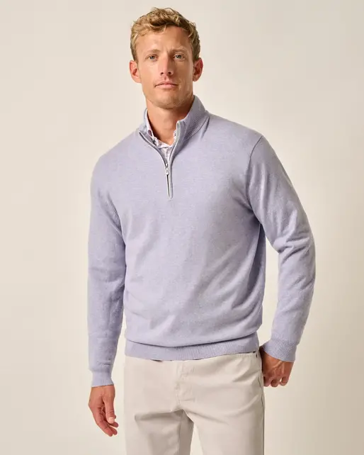 Johnnie-O - Desmond Plaited Cotton Blend 1/4 Zip Sweater - Vino