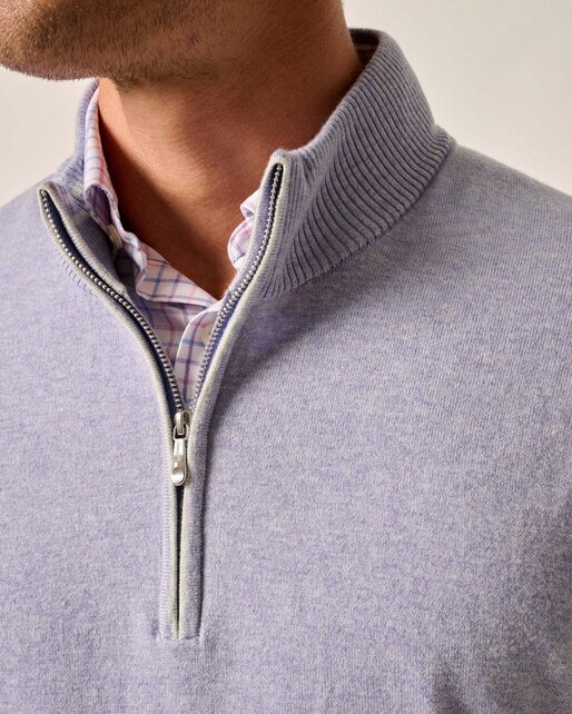 Johnnie-O - Desmond Plaited Cotton Blend 1/4 Zip Sweater - Vino