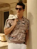 Robert Graham Bowden Short Sleeve Sweater - Beige Robert Graham Bowden Short Sleeve Sweater - Beige