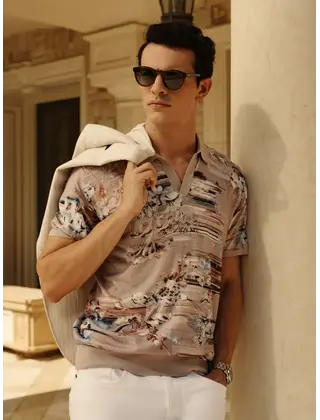 Robert Graham Bowden Short Sleeve Sweater - Beige