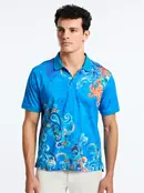 Robert Graham Royal Scroll Short Sleeve Polo - Blue Robert Graham Royal Scroll Short Sleeve Polo - Blue