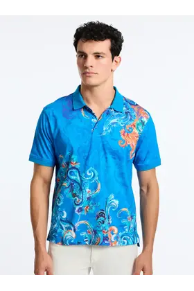 Robert Graham Royal Scroll Short Sleeve Polo - Blue