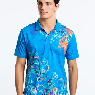 Robert Graham Royal Scroll Short Sleeve Polo - Blue