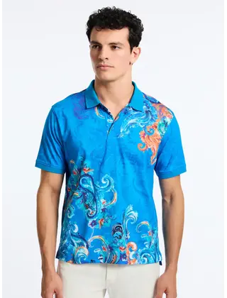 Robert Graham Royal Scroll Short Sleeve Polo - Blue