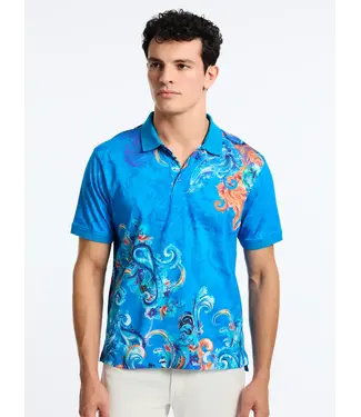 Robert Graham Robert Graham Royal Scroll Short Sleeve Polo - Blue