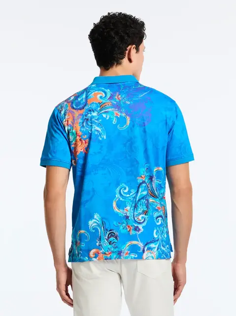 Robert Graham Royal Scroll Short Sleeve Polo - Blue Robert Graham Royal Scroll Short Sleeve Polo - Blue