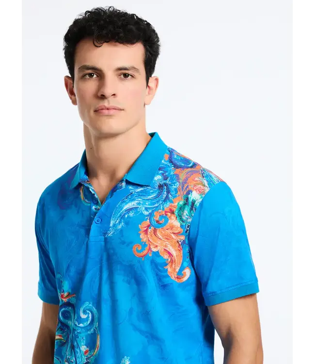 Robert Graham Robert Graham Royal Scroll Short Sleeve Polo - Blue