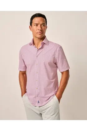 Johnnie O - Short Sleeve Hangin Out Button Up Shirt- Caspian - White