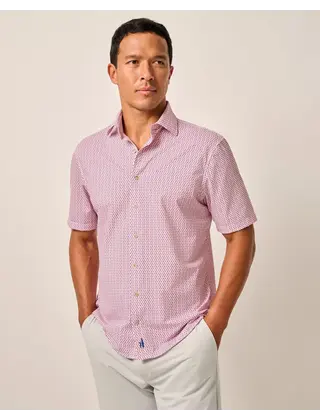 Johnnie O - Short Sleeve Hangin Out Button Up Shirt- Caspian - White