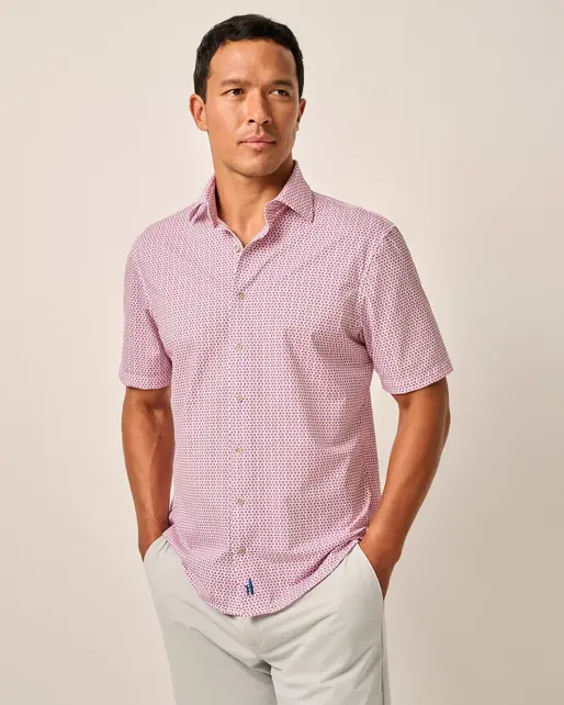 Johnnie O - Short Sleeve Hangin Out Button Up Shirt- Caspian - White Johnnie O - Short Sleeve Hangin Out Button Up Shirt- Caspian - White