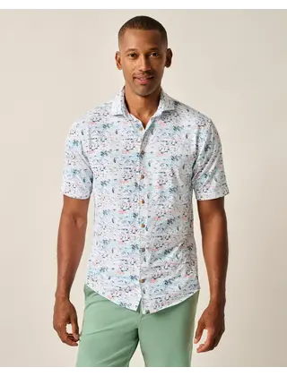 Johnnie O - Short Sleeve Hangin Out Button Up-Making Waves-White