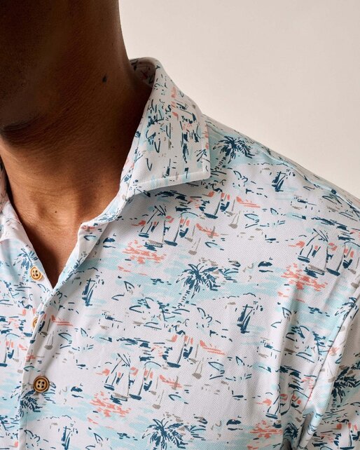 Johnnie O - Short Sleeve Hangin Out Button Up-Making Waves-White