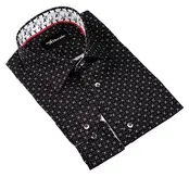Eldorado Cotton Pattern Stretch Dress Shirt - Black