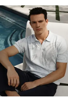 Robert Graham Holbrook Short Sleeve Sweater - Lt. Blue