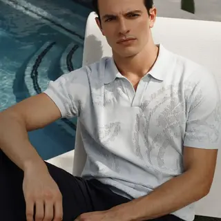 Robert Graham Holbrook Short Sleeve Sweater - Lt. Blue