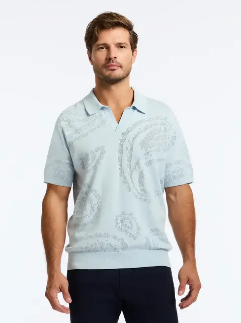 Robert Graham Holbrook Short Sleeve Sweater - Lt. Blue